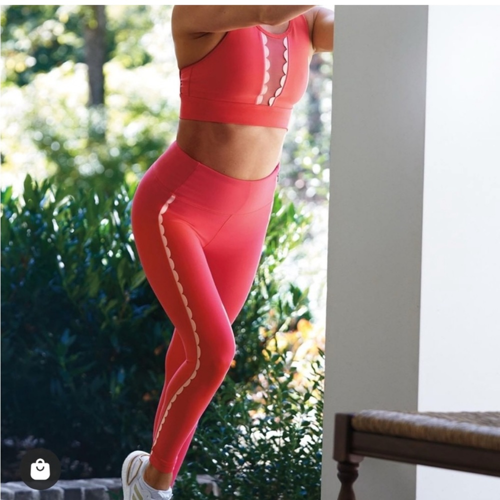 Calia Paradise Pink Scallop Sports Bra and Leggings Set